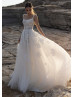 Scoop Neck Ivory Floral Lace Tulle Gorgeous Wedding Dress
